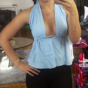 Saddler Halter Top Blue